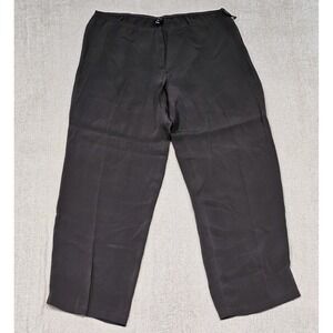 Eileen Fisher 100% Silk Georgette Crepe Brown XL Wide Leg Pants Quiet Luxury